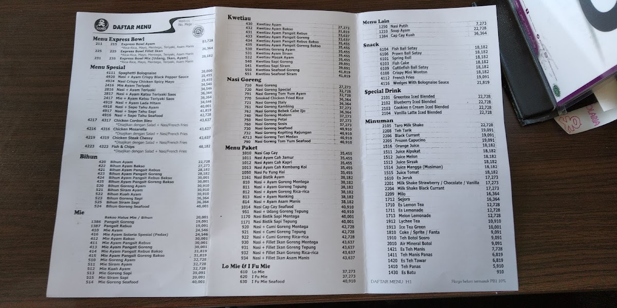 Menu Solaria - Jatiland Mall-1