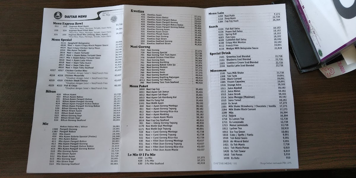 Menu Solaria - Jatiland Mall-2